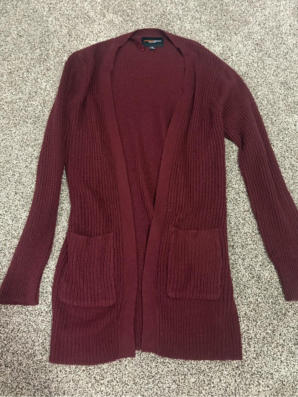 Ambiance Open-Front Long Cardigan - Burgundy
